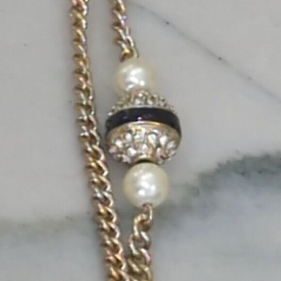 J.CREW FAUX PEARL RHINESTONE FIREBALL GOLD-TONE 38" NECKLACE - Picture 9 of 11